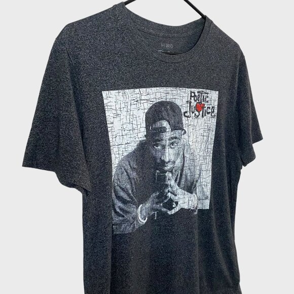 Hybrid Apparel Tupac Shakur Poetic Justice T-Shirt Men's Medium Gray Rap Hip-Hop - Picture 4 of 10